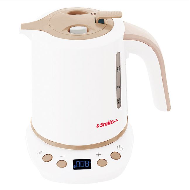 &smile 倒れてもこぼれにくい温度調整電気ケトル1L AS-102 内祝 内祝い お祝 御祝 記念品 出産内祝い プレゼント 快気祝い 粗供養 引出物