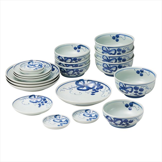 波佐見焼 古染青磁ぶどう絵 養護ホーム書き割り20P  009-397M  内祝 内祝い お祝 御祝 祝する品 生み出すこと内祝い 差し上げ物 心地良さ祝賀会 粗供養 差し上げ物