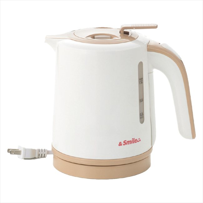 ＆ｓｍｉｌｅ 倒れてもこぼれにくい電気ケトル１．０Ｌ AS-100 景品 記念品 粗品 ノベルティ 名入れ 御挨拶 ご挨拶