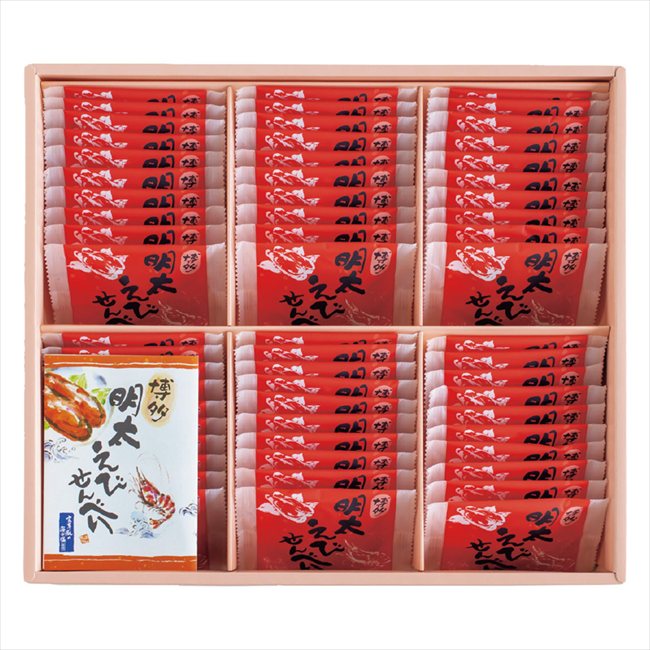 福岡「博多風美庵」博多明太えびせんべい60枚入 0910029 景品 記念品 粗品 ノベルティ 名入れ 御挨拶 ご挨拶