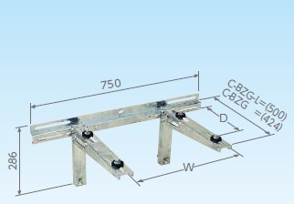 【C-BZG-L】溶融亜鉛メッキ【日晴金属工業 NISSEI】壁面用ブラケットタイプ/関連部品クーラーキャッチャー・エアコン架台 （幅300～700/奥行180～400（ｍｍ））