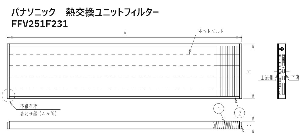 パナソニック Panasonic 換気扇 換気扇部材 FFV251F231 中性能フィルター【純正品】