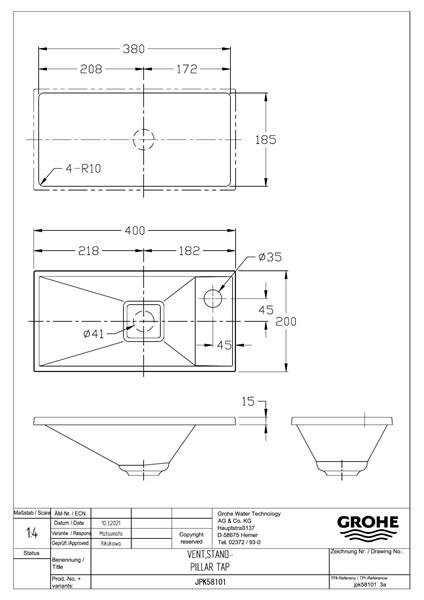 GROHE グローエ JPK58101 オーバーカウンター手洗器 グローエジャパンコレクション メーカー直送 代引不可 手洗器 洗面器  【特別セール品】 洗面器