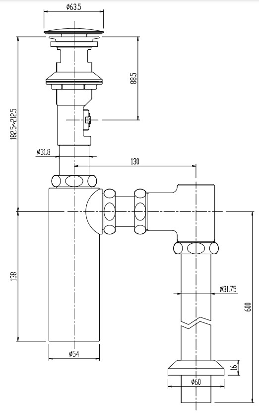 LF-WN7BSCF INAX LIXIL 洗面器・手洗器用セット金具 ポップアップ式排水金具 (ワイヤータイプ・呼び径32mm) 床排水ボトルトラップ (排水口カバー付) イナックス リクシル【純正品】
