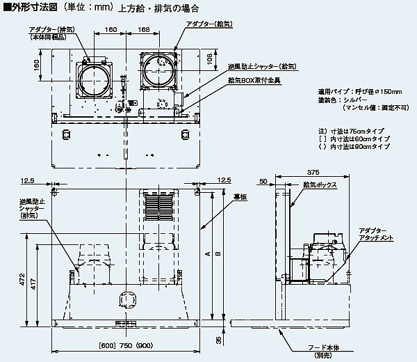 楽天市場 パナソニック 換気扇 Fy Msh966d S 90cm スマートスクエアフード用同時給排ユニット 対応吊戸棚高さ70cm レンジフード部材 画像の本体は別売り 前幕板は付いています レンジフード K 換気扇の激安ショップ プロペラ君