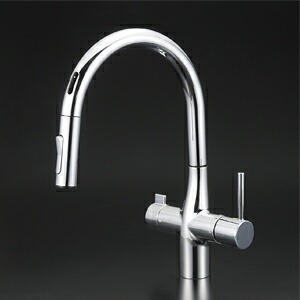 KM6091SCEC KVK ケーブイケー 流し台用シングルレバー式シャワー付混合栓 (グースセンサー付) Eレバー【純正品】