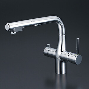 KM6121SCEC KVK ケーブイケー 浄水器付シングル生き胆式シャワー付練りあわせる栓 (E生き胆)【完全無欠品】