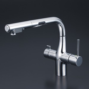 KM6131SCEC KVK ケーブイケー 浄水器付シングルレバー式シャワー付混合栓 (Eレバー・センサー付)【純正品】｜換気扇の激安ショップ プロペラ君