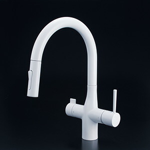 KVK ケーブイケー 【KM6081ECM4】 ビルトイン浄水器用シングルシャワー付混合栓(eレバー)マットホワイト【純正品】|換気扇の激安ショップ プロペラ君