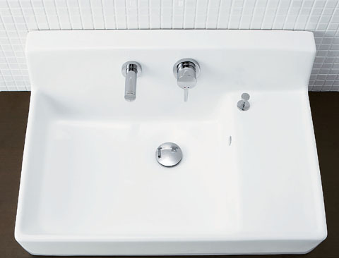 YL-A537TB(C) リクシル LIXIL・INAX イナックス サティス洗面器 YL-A537タイプ(水栓金具組立済) 壁付式 単水栓 床排水(Sトラップ) 床給水|換気扇の激安ショップ プロペラ君