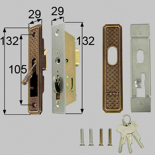 【ゆうパケット】 L2Y11　トステム　引戸召合せ内外錠セット（ＷＥＳＴ ピンシリンダ?） 玄関引戸部品 LIXIL リクシル 【純正品】