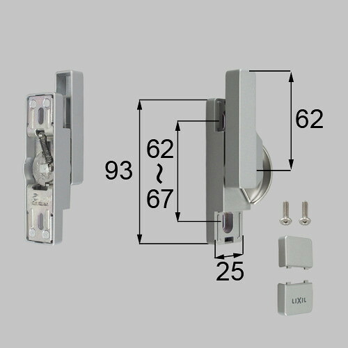 トステム netbl00114 ロック無しクレセント中（右用）[防火・非防火兼用] 窓（サッシ）部品(鍵・錠)[BZC275R×1 BZC280×1 BZC296×1 BI438×2]  LIXIL リクシル 【純正品】