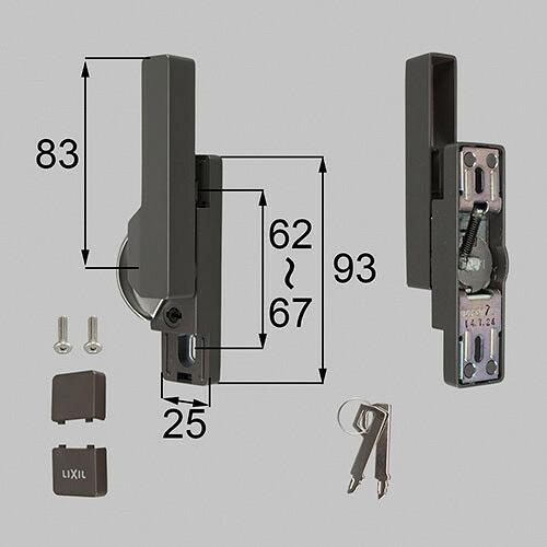 トステム netbl00135 キー付クレセント大（左用）[防火・非防火兼用] 窓（サッシ）部品(鍵・錠)[BZCU277LTBF×1 BZCU280×1 BZCU296×1 BI438×2] LIXIL リクシル 【純正品】