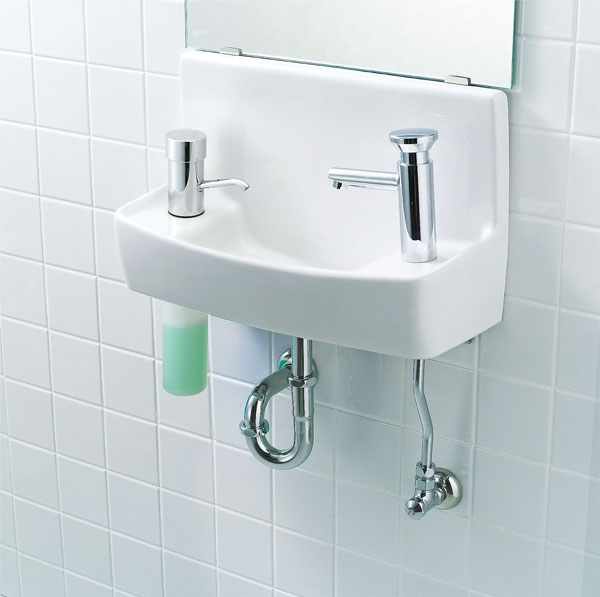 【楽天市場】L-A74H2A INAX イナックス LIXIL リクシル トイレ用手洗い器 ハンドル水栓 水石けん入れ付タイプ 壁給水 床排水