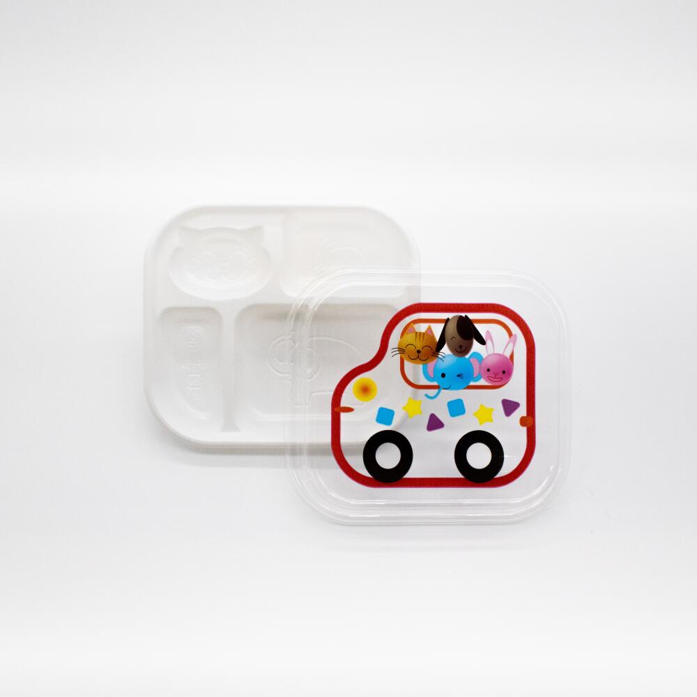 使い捨て弁当容器 YF-5AS-1 なかよしセット 600枚 子ども用 ランチ弁当 子供が使いやすい弁当容器 仕切り付き プラスチック弁当容器 テイクアウト容器 業務用弁当容器