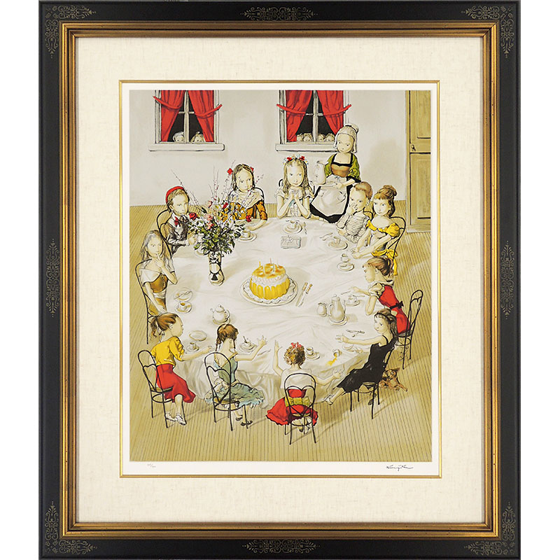 藤田嗣治「CAFE」複製画 印刷工芸画 シルクスクリーン 共同印刷株式会社 J 藤田嗣治「CAFE」複製画 印刷工芸画 シルクスクリーン 共同印刷