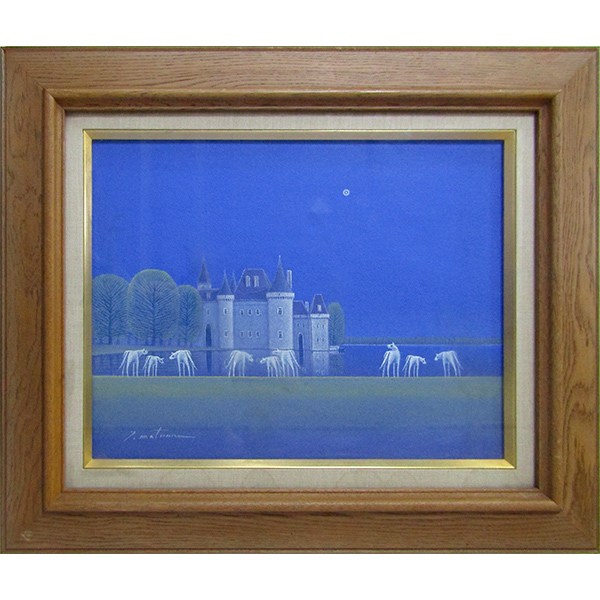 白田篤夫　「水辺の城」　油彩WSM 画面右下・キャンバス裏に直筆サイン有り 白田篤夫 「水辺の城」 油彩WSM 画面右下・キャンバス裏に直筆