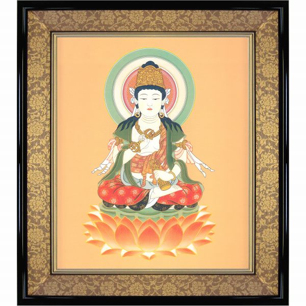 ★ 仏画 色紙額 「普賢菩薩」 複製仏画　武藤純一／筆　開運十二支御守本尊　額入り　巳年、辰年の守り本尊　へび年　たつ　龍　しきし　ふげんぼさつ　開運グッズ　絵画　美術品　アート　作品　インテリア　守り御本尊