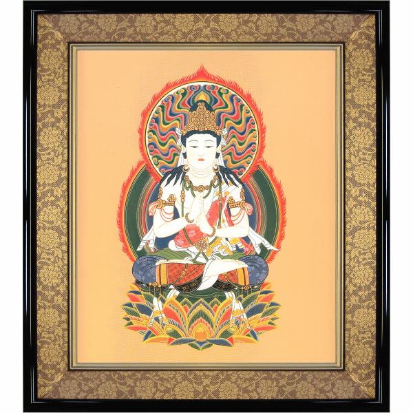 ★ 仏画 色紙額 「大日如来」 複製仏画　武藤純一／筆　開運十二支御守本尊　額入り　申年、未年の守り本尊　猿　羊　さる　ひつじ　しきし　だいにちにょらい　開運グッズ　絵画　美術品　アート　作品　インテリア　守り御本尊