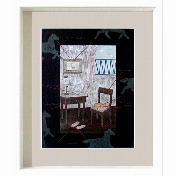 ★ 日本画　中本智絵 「A lundi！」 F6号　額付き　真筆　院展特待　パリ在住　現代日本画家　室内　風景画　真作保証　月曜日に会いましょう 90,750円