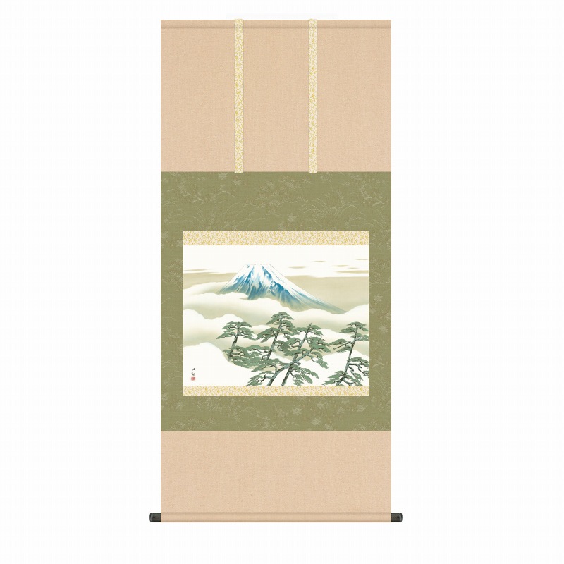 版画 少し豊富な贈り物 富士山 名画掛軸 吉祥画 風景画 複製画 桐箱収納 新品 表装済み 掛け軸 手彩入り 高精彩巧芸画 尺五横 約54 5ｘ115cm 掛軸 松に富士 横山大観 風鎮 自在付き 文化勲章受章画家 Kz2g9 004 日本画 Fokusindonesiasatu Com