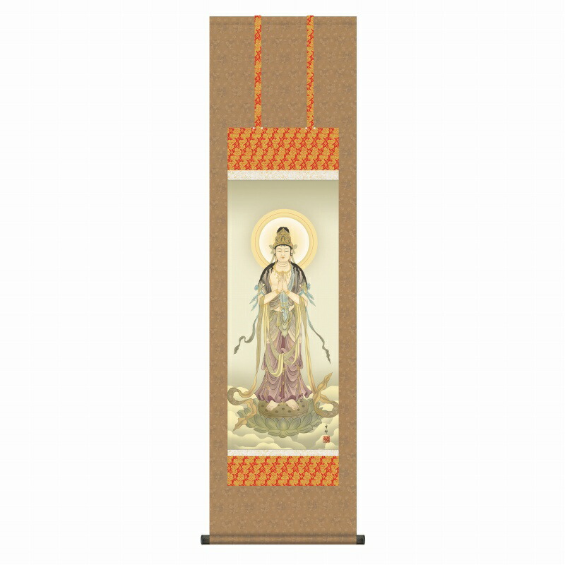 楽天市場】掛軸 掛け軸 聖観音像 中山雪邨 仏書画掛軸送料無料 尺五 桐