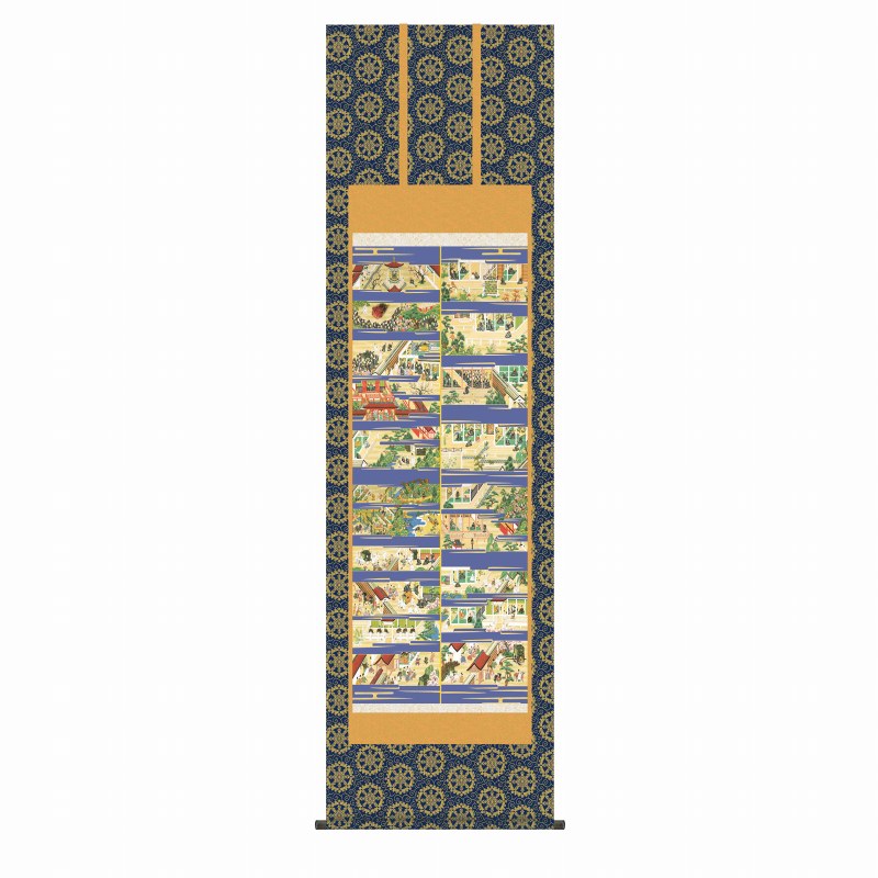 掛軸 山村観峰 「親鸞聖人御絵伝」 尺五立(約54.5x190cm) 高精彩巧芸画 手彩入り KZ2E4-032 新品 表装済 桐箱収納 掛け軸 仏画 人物画 画賛 仏事 ご供養に 浄土真宗|やまとや画廊