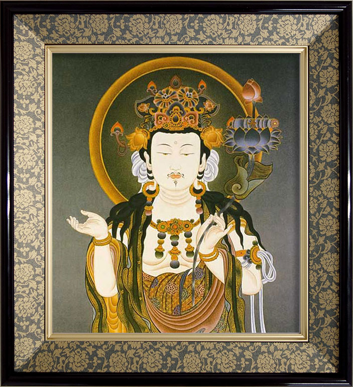 楽天市場】仏画 エンジ 色紙額 「地蔵菩薩」 複製画 額付き