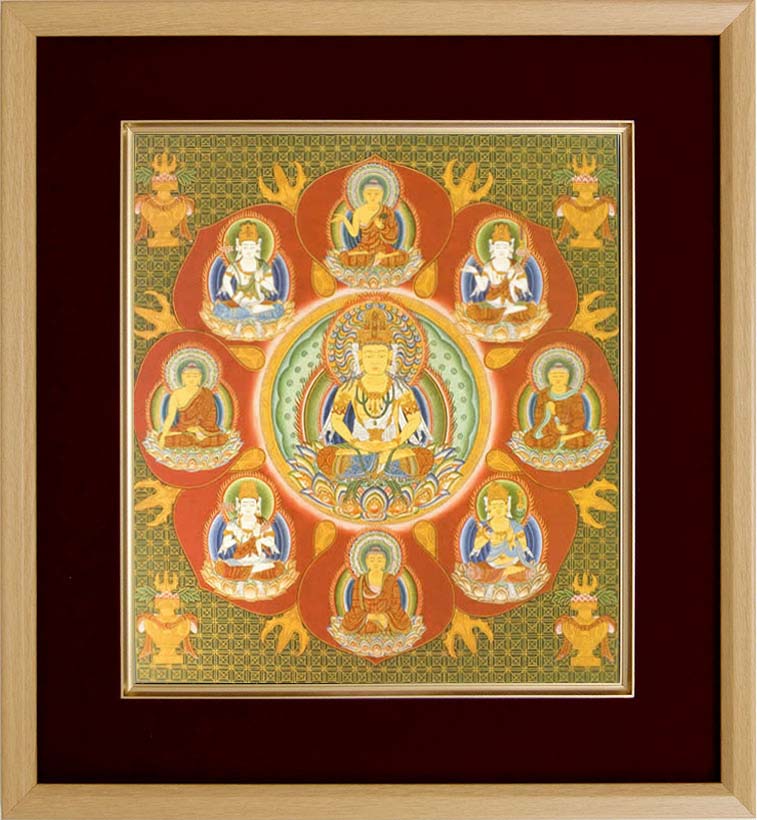 楽天市場】仏画 エンジ 色紙額 「飛天」 複製画 額付き（額外寸32.5x35