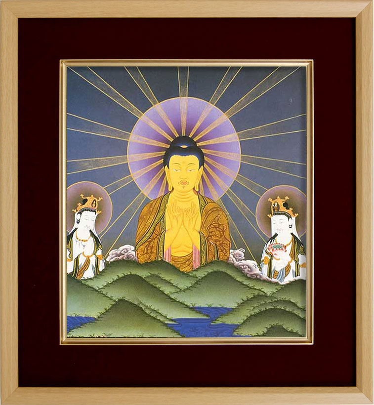 阿弥陀如来 仏画 直筆 仏教美術 絵画 額 日本画 額縁 水墨画 額装 木製 阿弥陀如来 仏画 直筆 仏教美術 絵画 額 日本画 額縁 水墨画