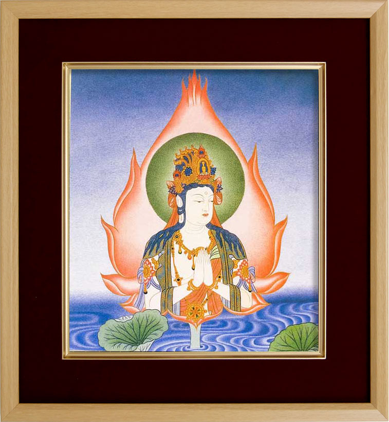 楽天市場】仏画 エンジ 色紙額 「地蔵菩薩」 複製画 額付き