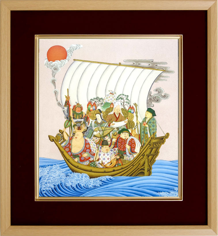 復刻木版浮世絵　葛飾北斎『七福神宝船』額装なし 復刻木版浮世絵 葛飾北斎『七福神宝船』額装済 : 龍香堂ストア