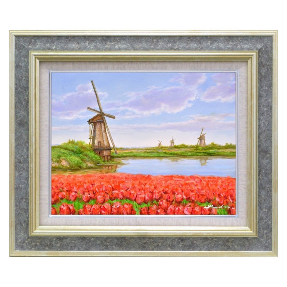 楽天市場】セレクトアート 額装油絵 肉筆絵画 奥田ひとみ 「ひまわり畑