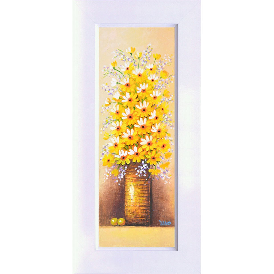 油彩画 矢野 恵子「黄色い花」WSM号 真筆 額付き 新品 油絵 静物画 絵画 美術品 肉筆作品 花瓶に花 開運 風水画 金運アップ BKS-IOP-62199|やまとや画廊