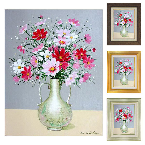 油彩画 花束 花束 油彩画 金色フレーム