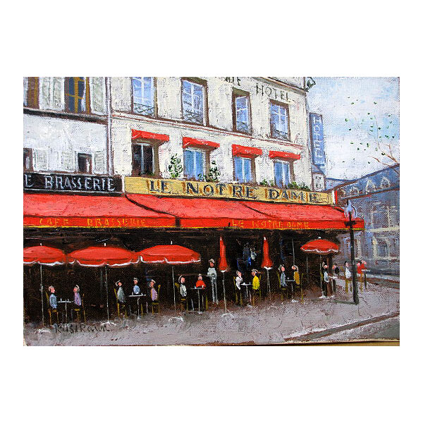 石川佳図 パリのカフェ ノートルダム F6号 油彩画 真筆 額入り 額装絵画 油絵 風景画 インテリア 肉筆画 フランス 街角 赤い廂 おしゃれ カルチェラタン Keshavconsulting Com