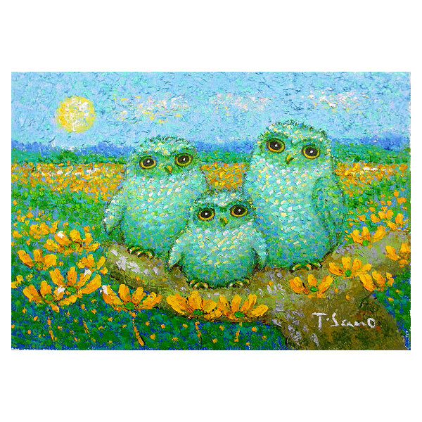 楽天市場】絵画 油絵 福ふくろう （佐野千恵子） 送料無料 【肉筆