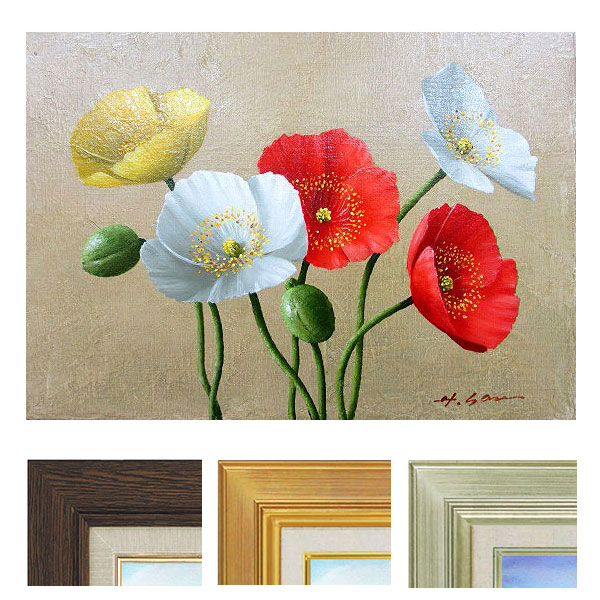 楽天市場】油彩画 SM号 安田英明 「バラ・1」 真筆 額入り 額装