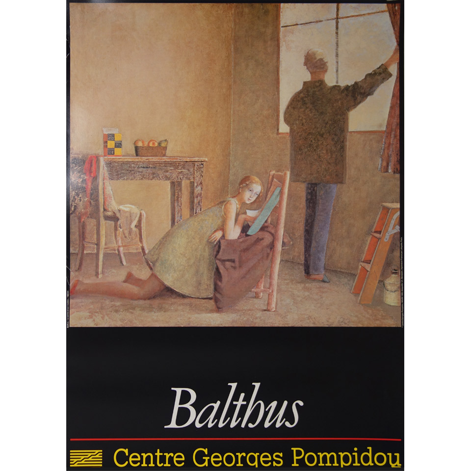 ポスター　バルテュス Balthus「画家とモデル」1983年 ポンピドゥーセンター（フランス）展覧会ポスター オフセット印刷 額付き 洋画 油絵 アンティーク ビンテージ Y116｜やまとや画廊 24,750円