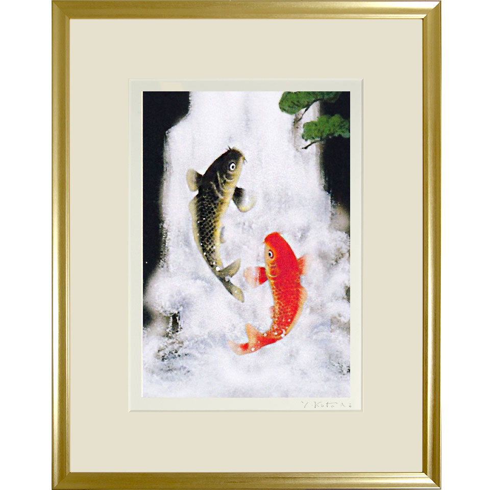 楽天市場】佐藤晋伍 「 金運大昇鯉 」 日本画 F6 ( 6号 ) : 内田画廊