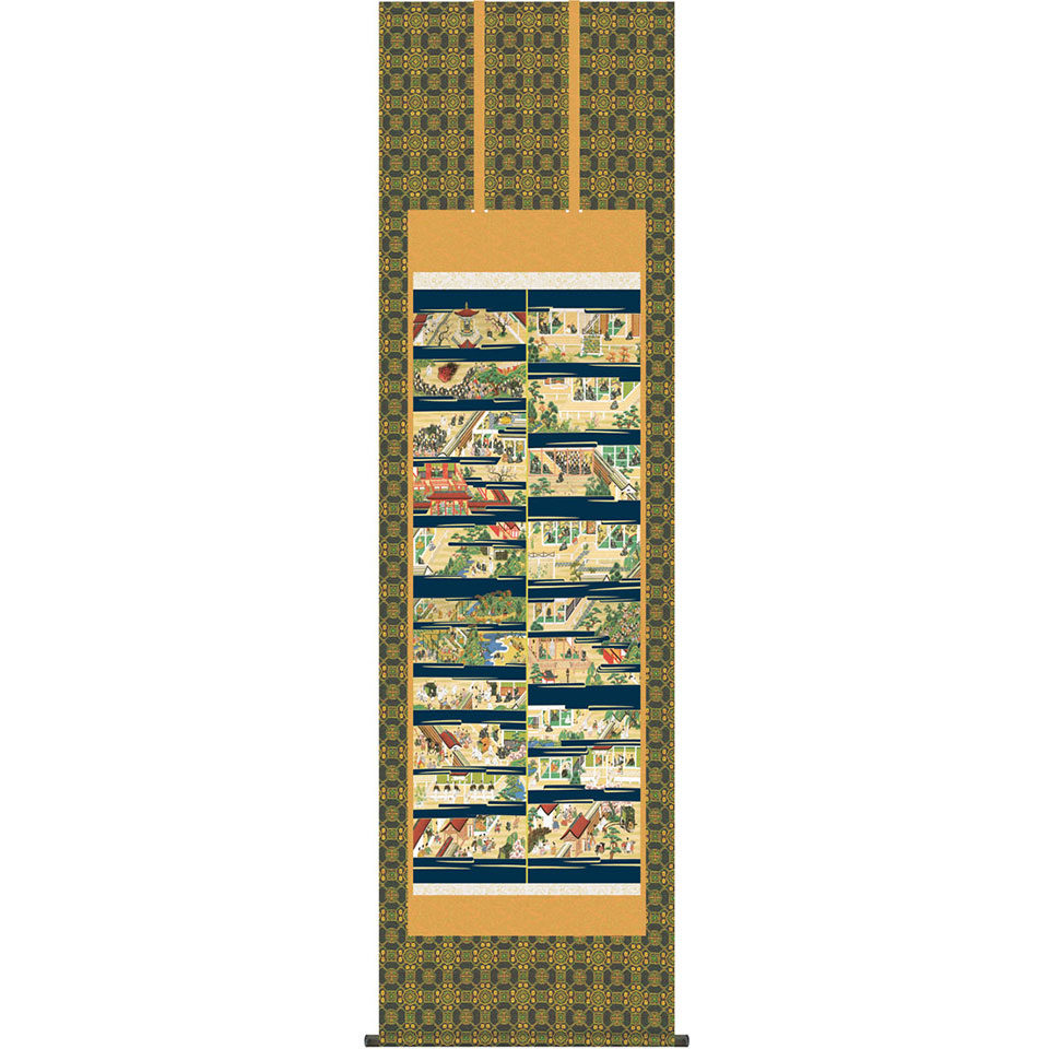 掛軸 山村観峰「親鸞聖人御絵伝(尺五立)」高精彩巧芸画 手彩入り 新品 表装済 桐箱収納 掛け軸 仏画 伝記絵 浄土真宗 本願寺 ごえでん SNK-KZ3E4-001