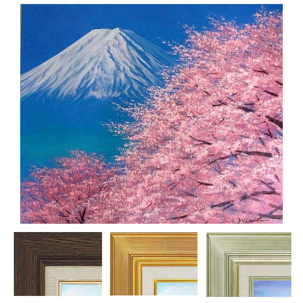 油絵 油彩 油彩画 絵 絵画 ミニ絵画 【桜と富士山】 油絵 油彩 油彩画 絵 絵画 【桜と富士山と菜の花】 | HIROSHI1990