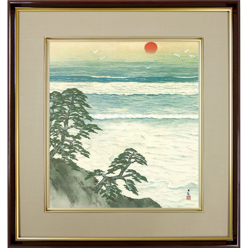 楽天市場】横山大観「冬の夕」複製画 額入り 色紙額 特殊工芸画
