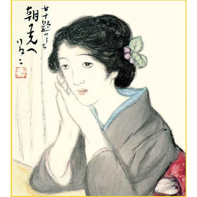 竹久夢二　女十題 舞姫・肉筆水彩・夢二式美人 大正ロマン・額装　ty14l 楽天市場】色紙額 竹久夢二「舞姫」 複製色紙額 特殊工芸画 額