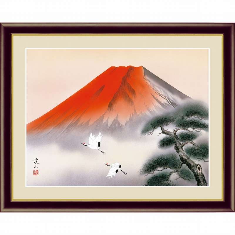 最大70 オフ 伊藤渓山 赤富士飛翔 F6号 額外寸52ｘ42cm 高精彩巧芸画 手彩入り 木製額付き 新品 複製画 吉祥開運 富士山 鶴 贈り物に 風景画 G4 Bf041 Fucoa Cl