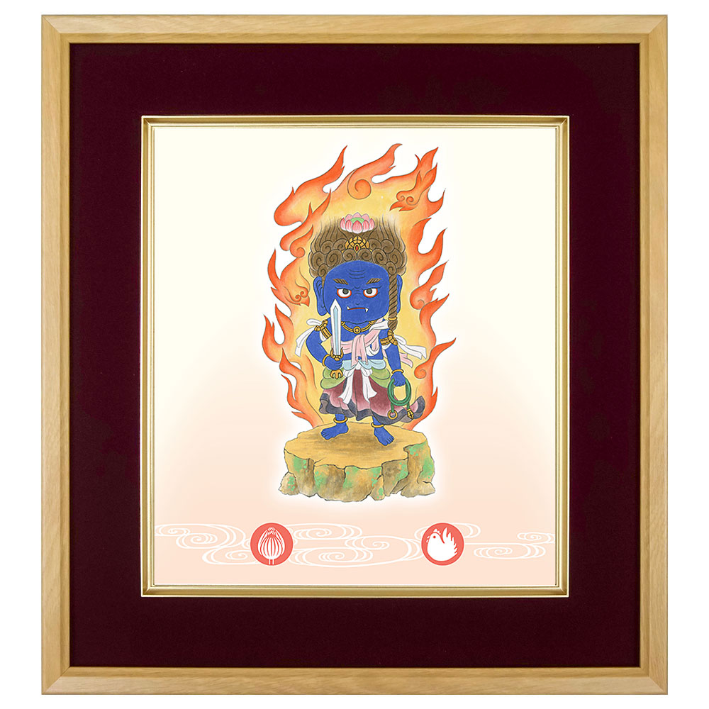 楽天市場】仏画 緞子 色紙額 「不動明王」 複製画 額付き（額外寸32.5