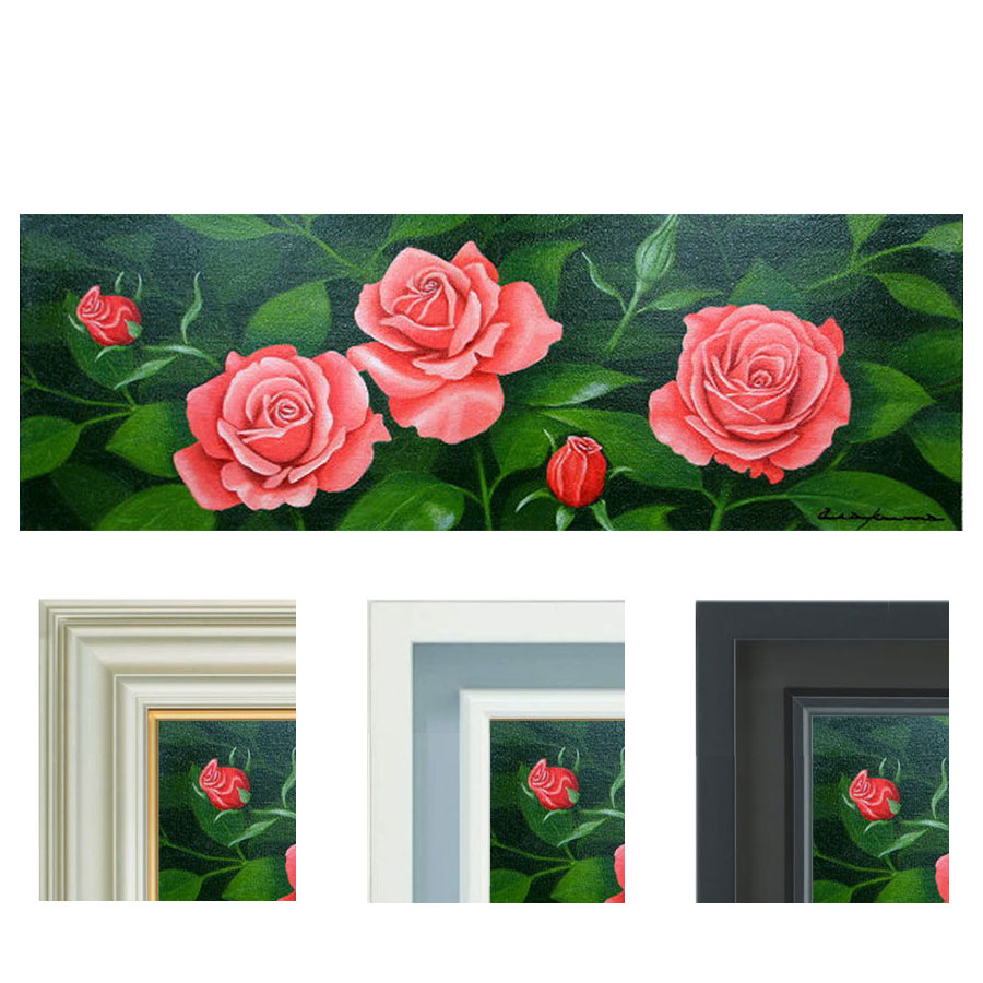 安田英明　薔薇 楽天市場】油彩画 SM号 安田英明 「バラ・1」 真筆 額入り 額装