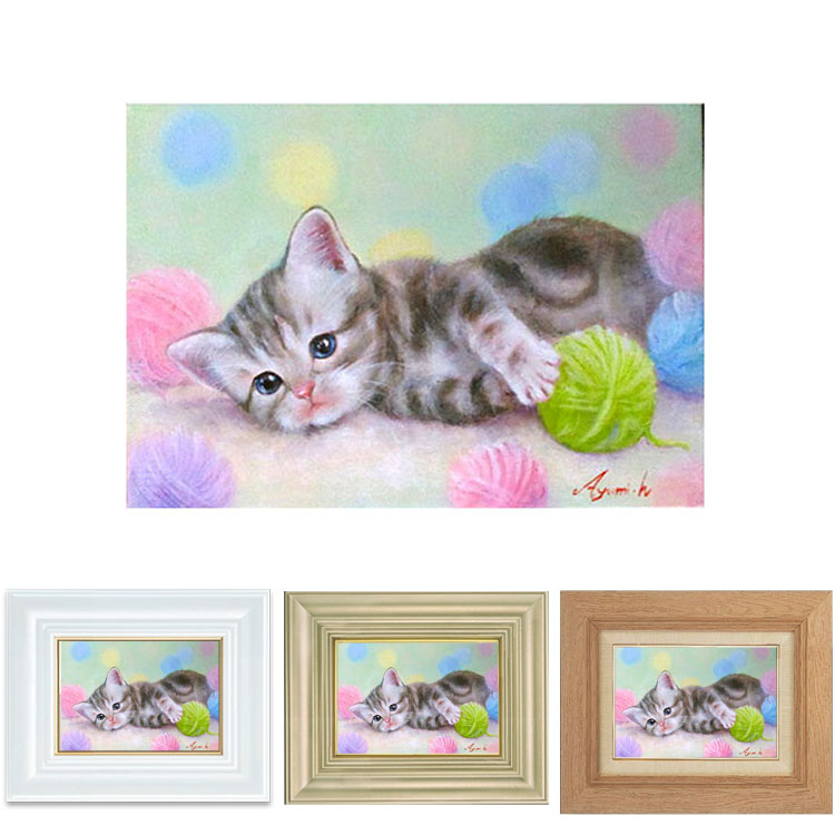 箱入り猫（娘)　油絵　オリジナル　手描き　原画 1a1c407107baa5e2d733d2c438ce92