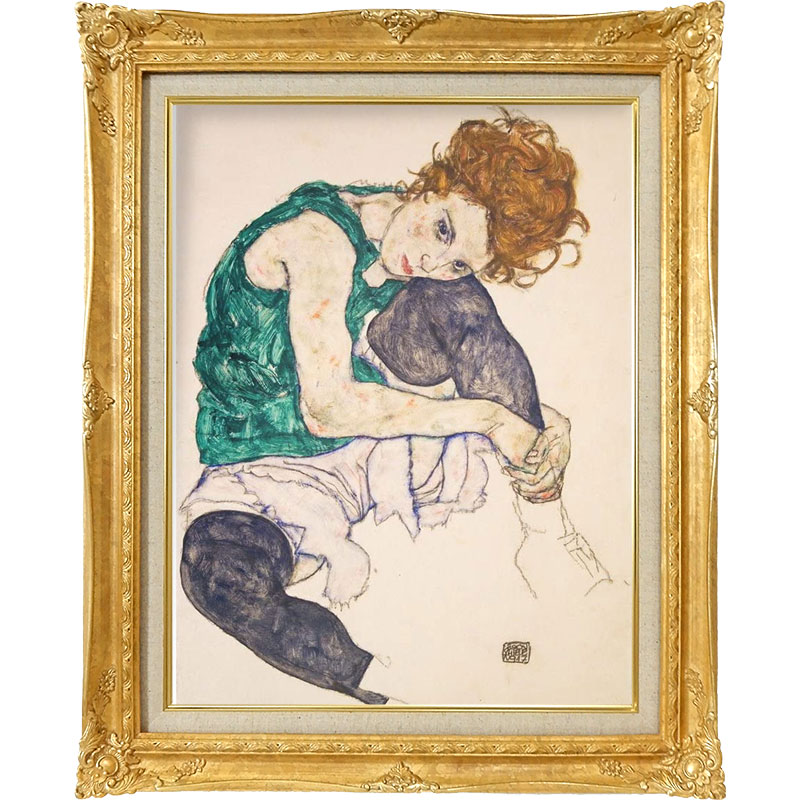 限定マット額装品/座っている女 1917（エゴン シーレ） 限定マット額装品/座っている女 1917（エゴン シーレ） ポスター