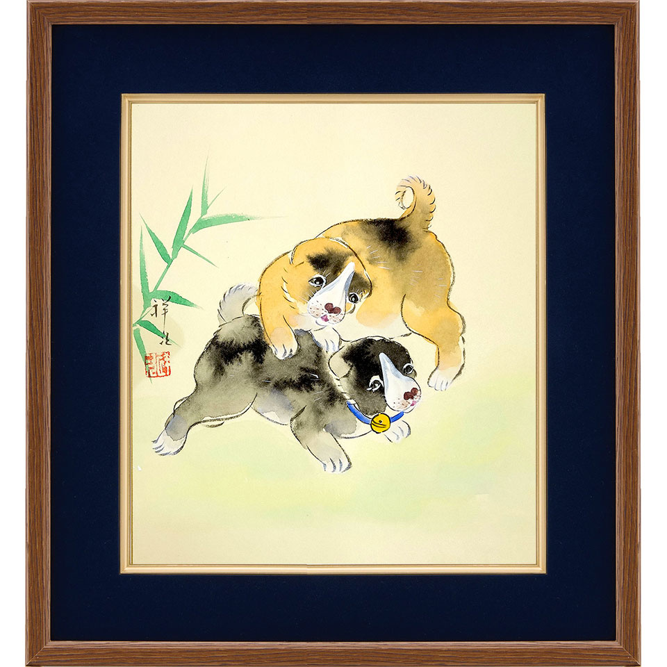 【真作】絵画　作者不詳　日本画（色紙）　羊　雄羊の誇り高き佇まい　U14 真作】絵画 作者不詳 日本画（色紙） 羊 雄羊の誇り高き佇まい U14